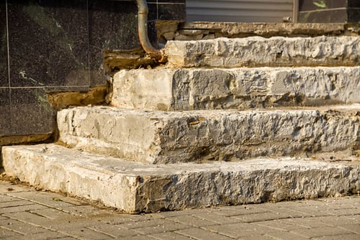 Natural stone steps built by a mason